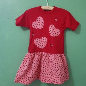 Vintage pink and red babydoll heart dress